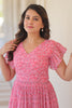 Dazzling Pink Color Printed Georgette Festival Wear Gown