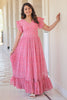 Dazzling Pink Color Printed Georgette Festival Wear Gown