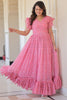 Dazzling Pink Color Printed Georgette Festival Wear Gown