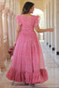 Dazzling Pink Color Printed Georgette Festival Wear Gown