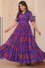 Incredible Purple Printed Georgette Casual Wear Dress