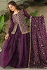 Stunning Wine Beads Embroidered Designer Sharara Suit With Dupatta