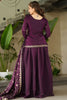 Stunning Wine Beads Embroidered Designer Sharara Suit With Dupatta