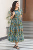 Glamorous Green Floral Printed Georgette Casual Wear Dress