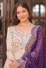 Dazzling Off-White Zari Weaving Silk Festival Wear Gown With Dupatta