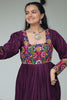 Bewitching Wine Kutchi Work Rayon Navratri Special Gown