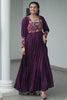 Bewitching Wine Kutchi Work Rayon Navratri Special Gown