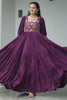 Bewitching Wine Kutchi Work Rayon Navratri Special Gown