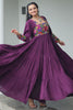 Bewitching Wine Kutchi Work Rayon Navratri Special Gown