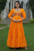 Pleasant Orange Kutchi Work Rayon Navratri Wear Gown