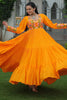 Pleasant Orange Kutchi Work Rayon Navratri Wear Gown