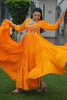 Pleasant Orange Kutchi Work Rayon Navratri Wear Gown