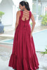 Sweet Maroon Mirror Work Rayon Navratri Special Gown