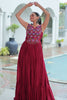 Sweet Maroon Mirror Work Rayon Navratri Special Gown