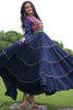 Attractive Navy Blue Gamthi Work Rayon Navratri Special Gown