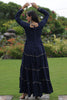 Attractive Navy Blue Gamthi Work Rayon Navratri Special Gown
