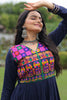 Attractive Navy Blue Gamthi Work Rayon Navratri Special Gown