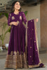 Adorable Wine Sequins Georgette Engagement Wear Gown With Dupatta