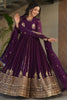 Adorable Wine Sequins Georgette Engagement Wear Gown With Dupatta