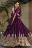 Adorable Wine Sequins Georgette Engagement Wear Gown With Dupatta