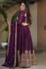 Adorable Wine Sequins Georgette Engagement Wear Gown With Dupatta