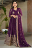 Adorable Wine Sequins Georgette Engagement Wear Gown With Dupatta