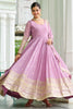 Fascinating Pink Embroidered Georgette Festival Wear Gown With Dupatta