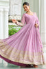 Fascinating Pink Embroidered Georgette Festival Wear Gown With Dupatta