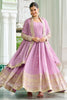 Fascinating Pink Embroidered Georgette Festival Wear Gown With Dupatta