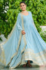 Dazzling Sky Blue Embroidered Engagement Wear Gown With Dupatta