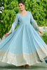 Dazzling Sky Blue Embroidered Engagement Wear Gown With Dupatta