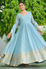 Dazzling Sky Blue Embroidered Engagement Wear Gown With Dupatta