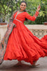Good-looking Orange Rayon Festival Wear Gown With Printed Dupatta