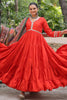 Good-looking Orange Rayon Festival Wear Gown With Printed Dupatta