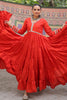 Good-looking Orange Rayon Festival Wear Gown With Printed Dupatta