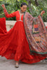 Good-looking Orange Rayon Festival Wear Gown With Printed Dupatta