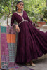 Awesome Wine Rayon Traditional Gown With Digital Printed Dupatta