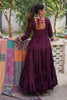 Awesome Wine Rayon Traditional Gown With Digital Printed Dupatta
