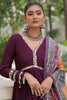 Awesome Wine Rayon Traditional Gown With Digital Printed Dupatta