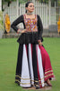Attractive White Gamthi Work Rayon Peplum Top With Lehenga