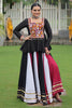 Attractive White Gamthi Work Rayon Peplum Top With Lehenga