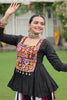 Attractive White Gamthi Work Rayon Peplum Top With Lehenga
