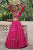 Spectacular Rani Pink Badhani Printed Georgette Navratri Lehenga Choli