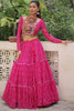 Spectacular Rani Pink Badhani Printed Georgette Navratri Lehenga Choli