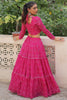 Spectacular Rani Pink Badhani Printed Georgette Navratri Lehenga Choli