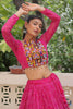 Spectacular Rani Pink Badhani Printed Georgette Navratri Lehenga Choli
