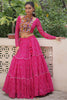 Spectacular Rani Pink Badhani Printed Georgette Navratri Lehenga Choli
