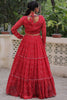 Beautiful Red Badhani Printed Georgette Traditional Lehenga Choli