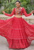 Beautiful Red Badhani Printed Georgette Traditional Lehenga Choli
