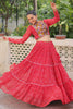 Beautiful Red Badhani Printed Georgette Traditional Lehenga Choli